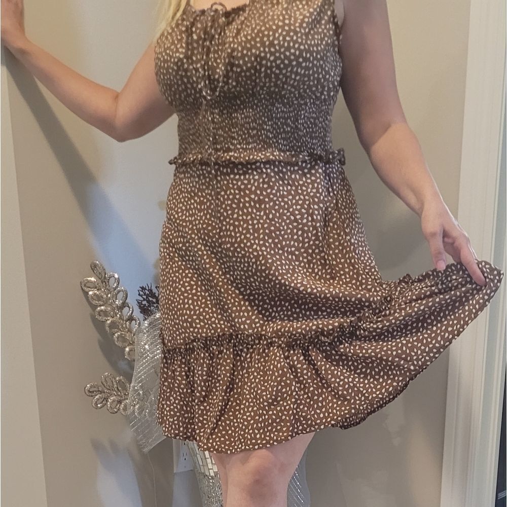 𝅺womens Summer Ruffle Sleeve Sweetheart Neckline Printing Dress Mini Dress - Picture 8 of 12